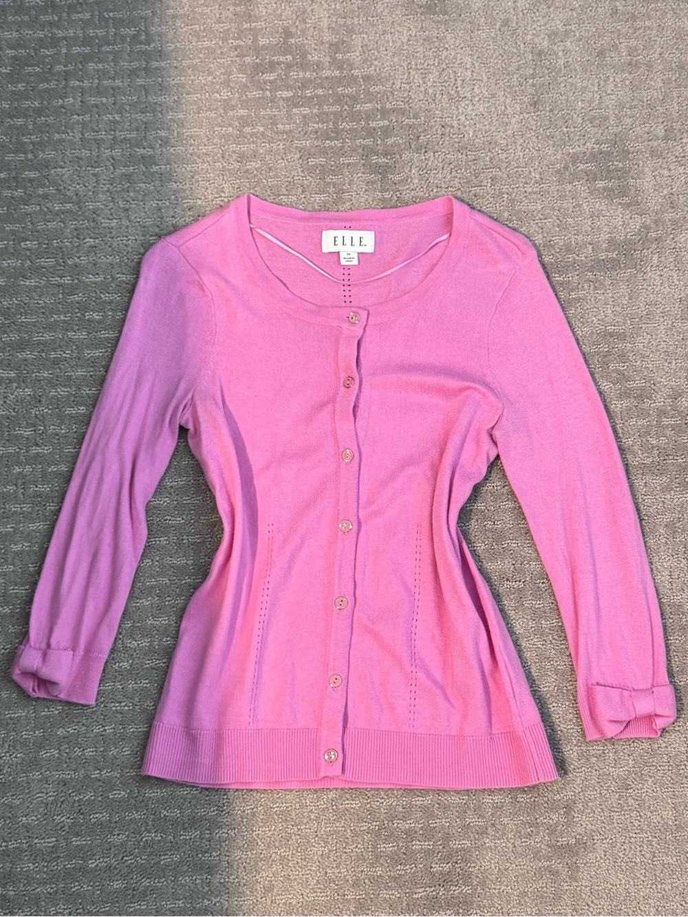 ELLE Rose-Pink Button Front Cardigan